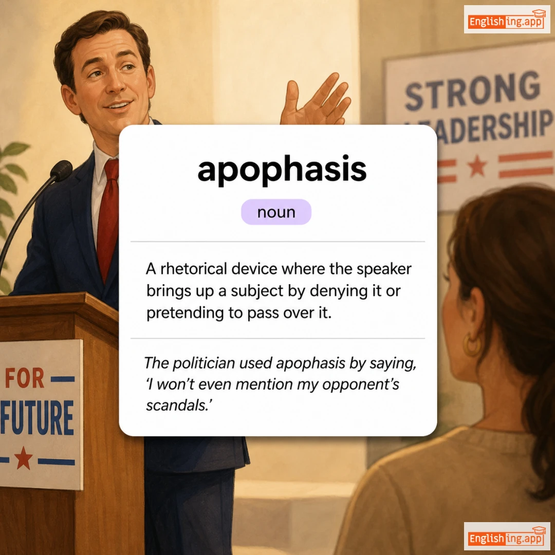 apophasis definition card — visual illustration of the meaning