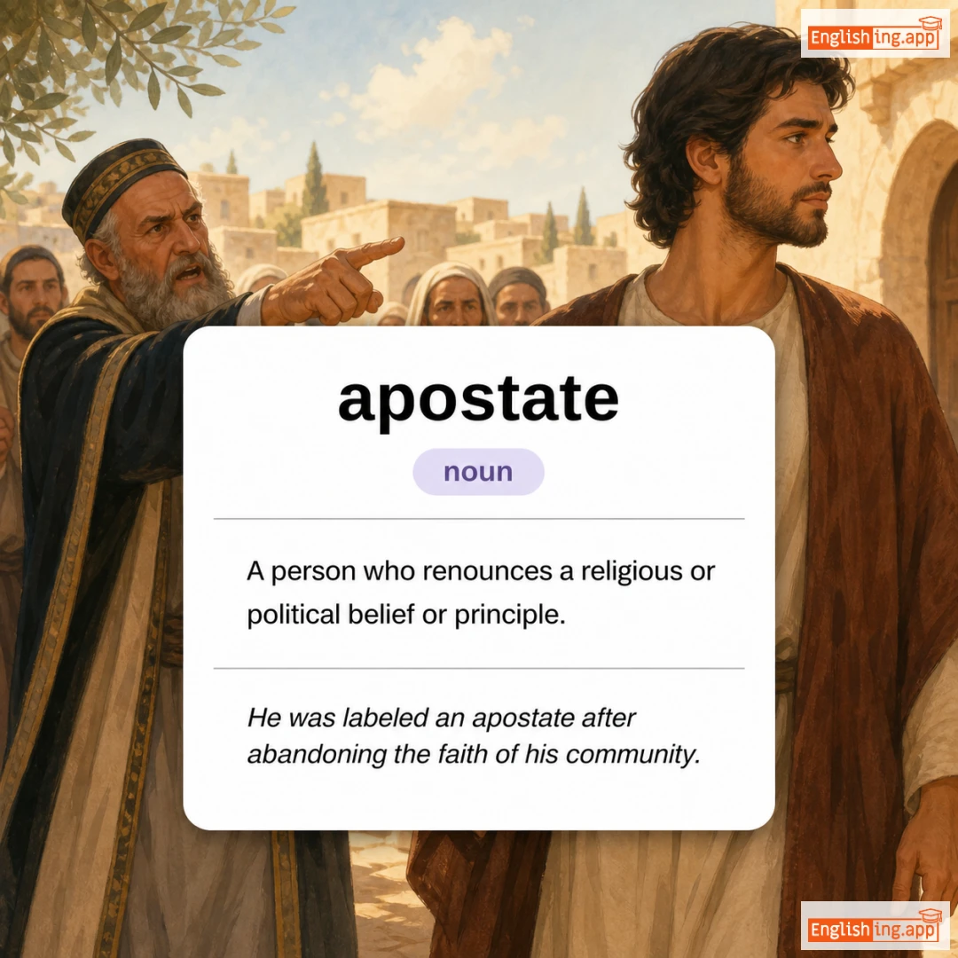 apostate definition card — visual illustration of the meaning