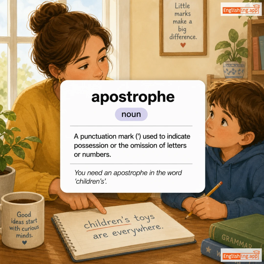 apostrophe definition card — visual illustration of the meaning