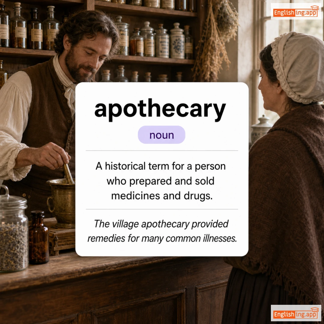 apothecary definition card — visual illustration of the meaning