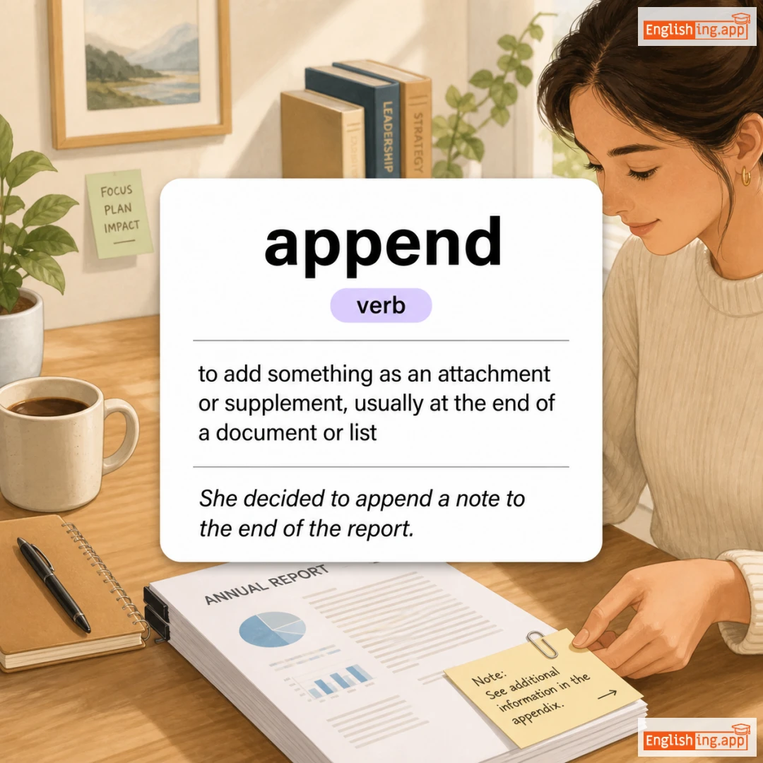 append definition card — visual illustration of the meaning