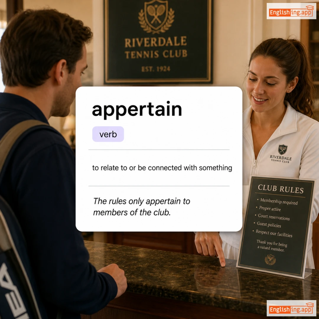 appertain definition card — visual illustration of the meaning