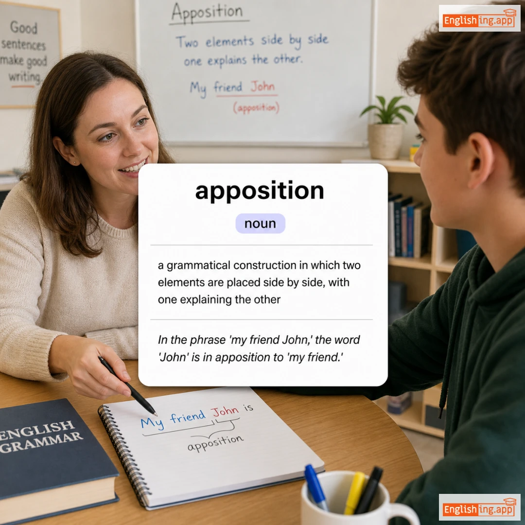 apposition definition card — visual illustration of the meaning