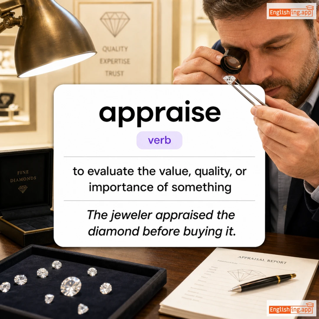 appraise definition card — visual illustration of the meaning