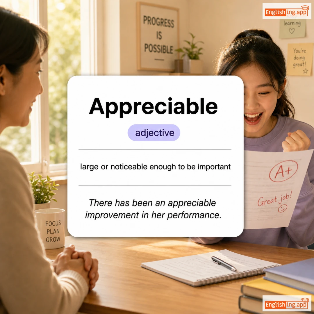Appreciable definition card — visual illustration of the meaning