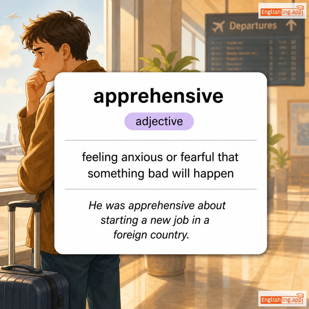 apprehensive definition card — visual illustration of the meaning
