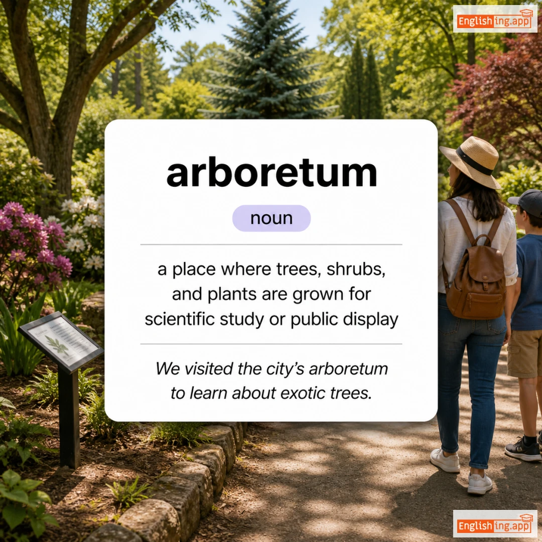 arboretum definition card — visual illustration of the meaning