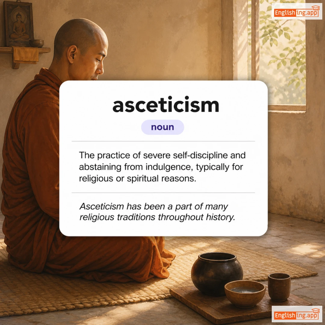 asceticism definition card — visual illustration of the meaning