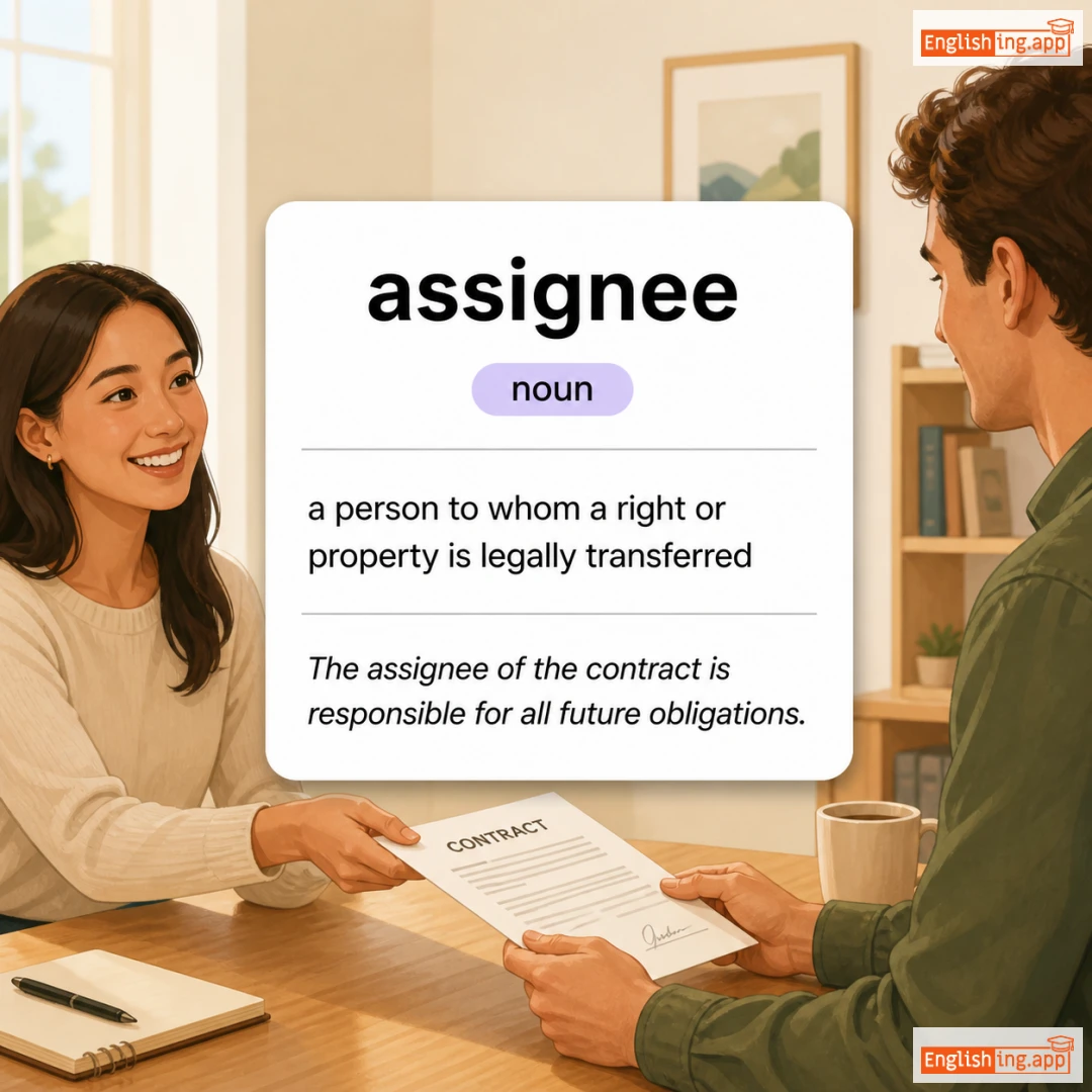 assignee definition card — visual illustration of the meaning