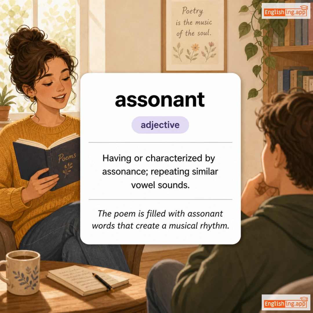 assonance definition card — visual illustration of the meaning