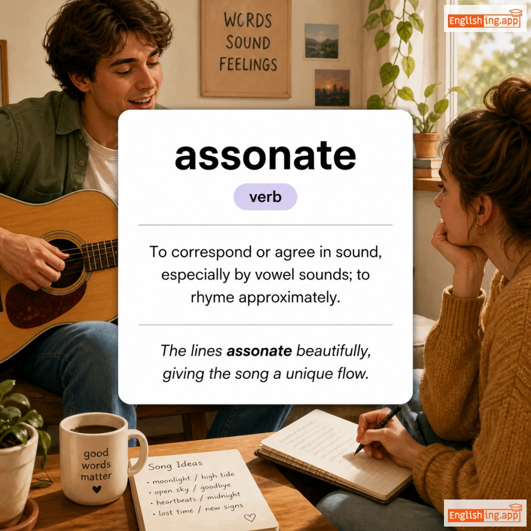 assonate definition card — visual illustration of the meaning