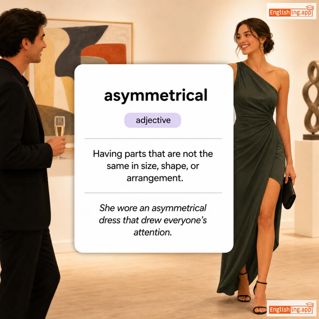 asymmetrical definition card — visual illustration of the meaning