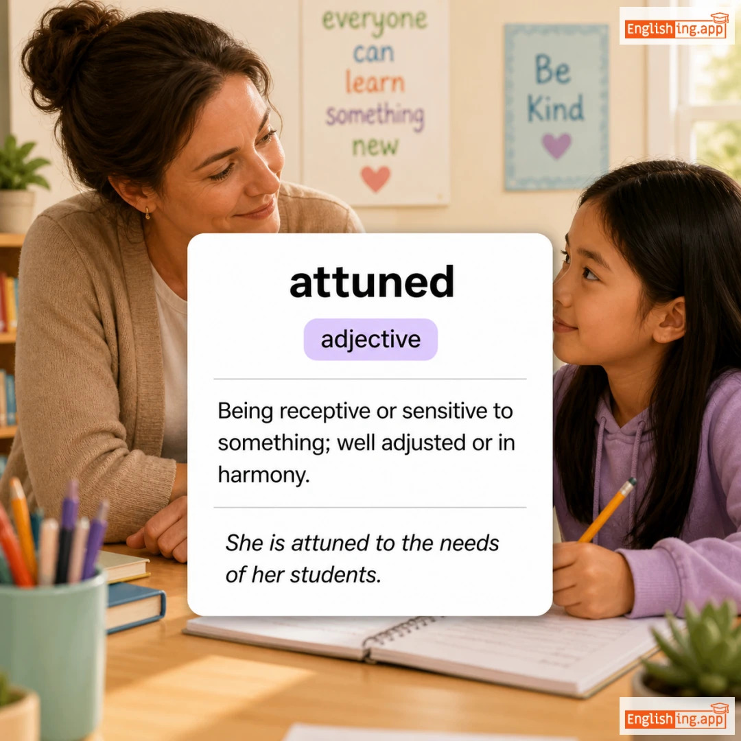 attuned definition card — visual illustration of the meaning