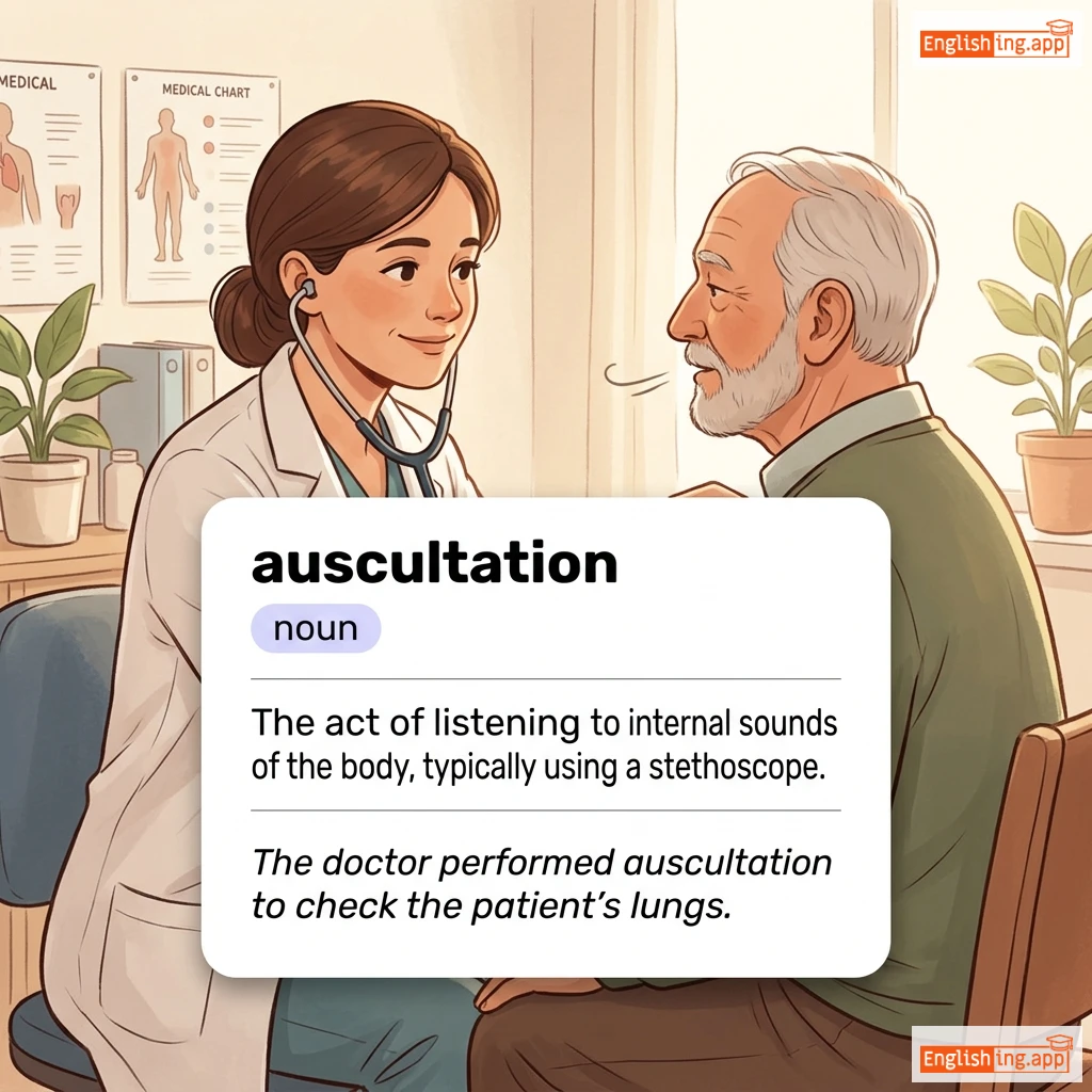 auscultation definition card — visual illustration of the meaning