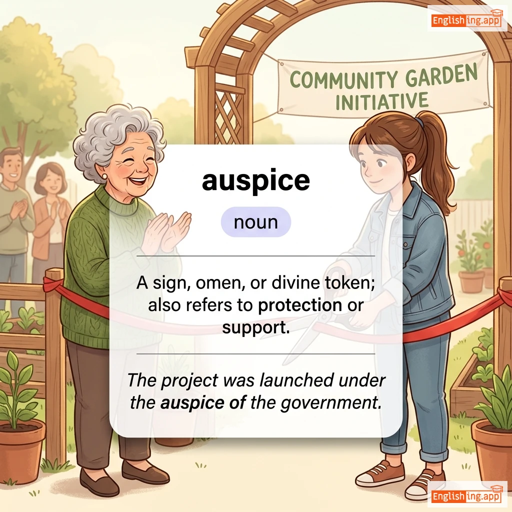 auspice definition card — visual illustration of the meaning