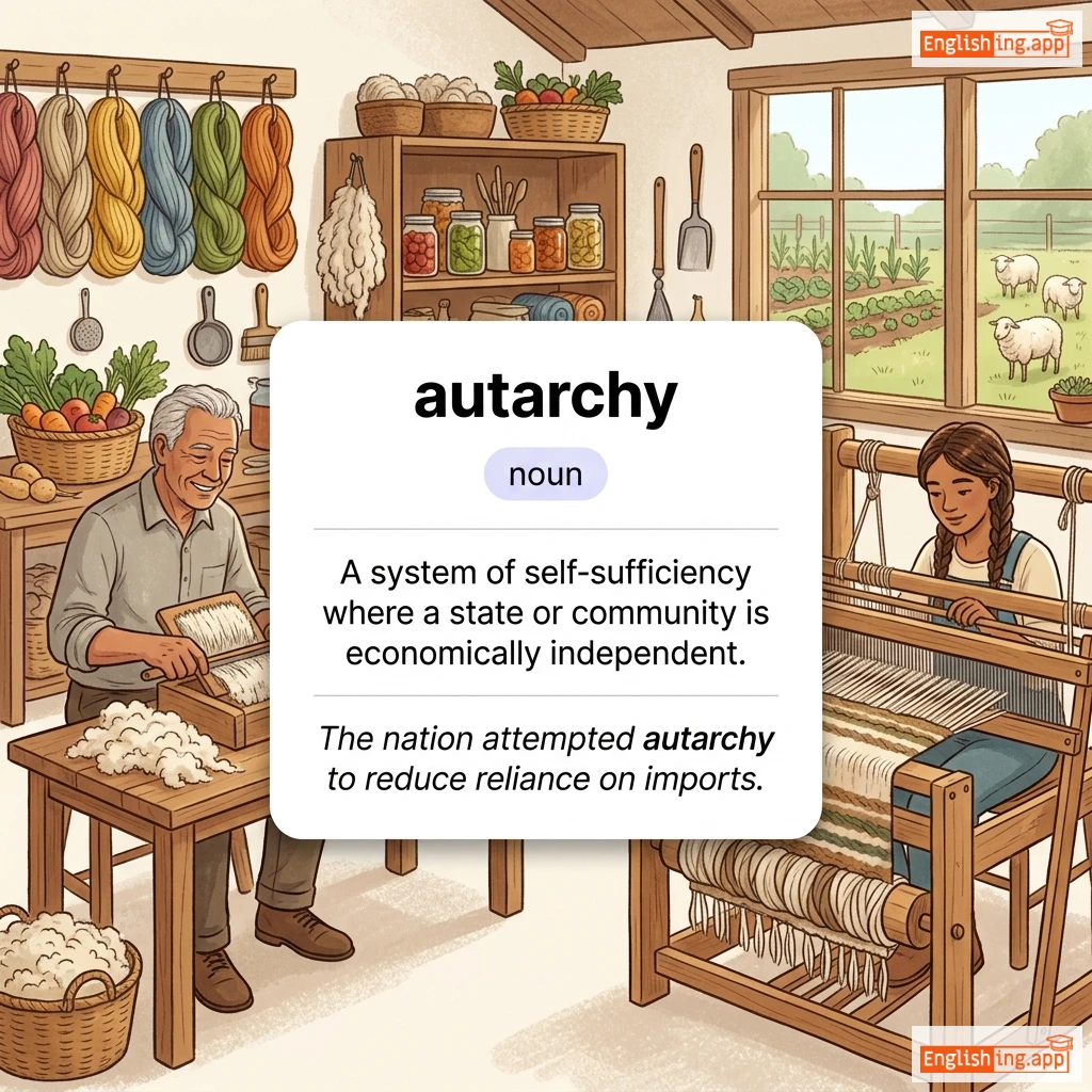 autarchy definition card — visual illustration of the meaning