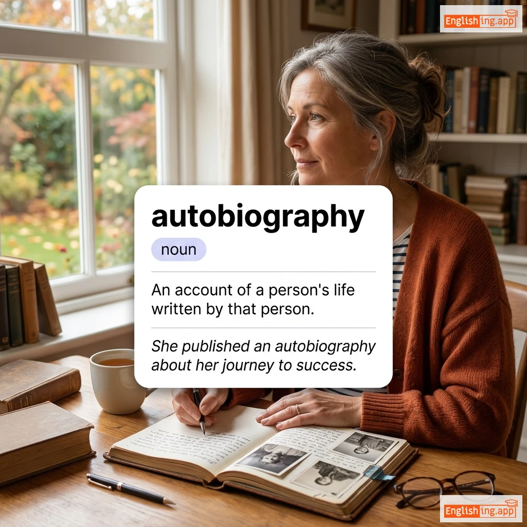 autobiography definition card — visual illustration of the meaning
