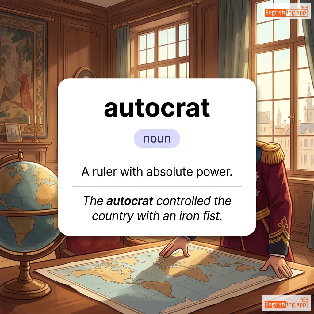 autocrat definition card — visual illustration of the meaning