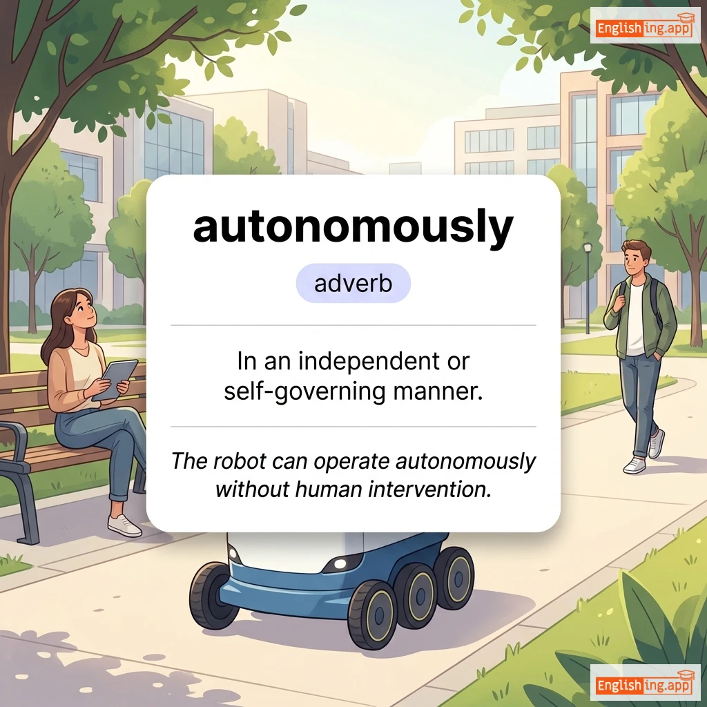 autonomously definition card — visual illustration of the meaning