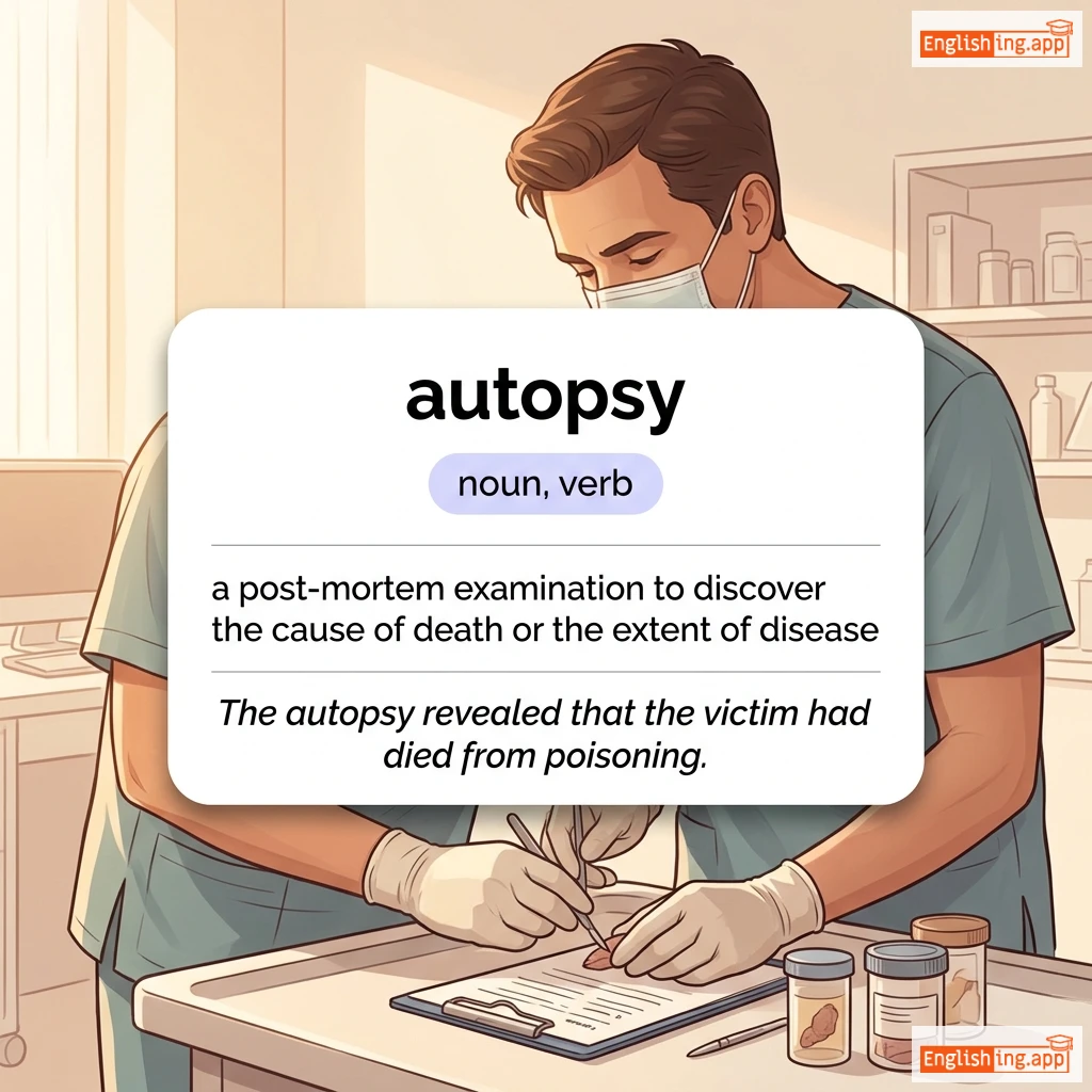 autopsy definition card — visual illustration of the meaning