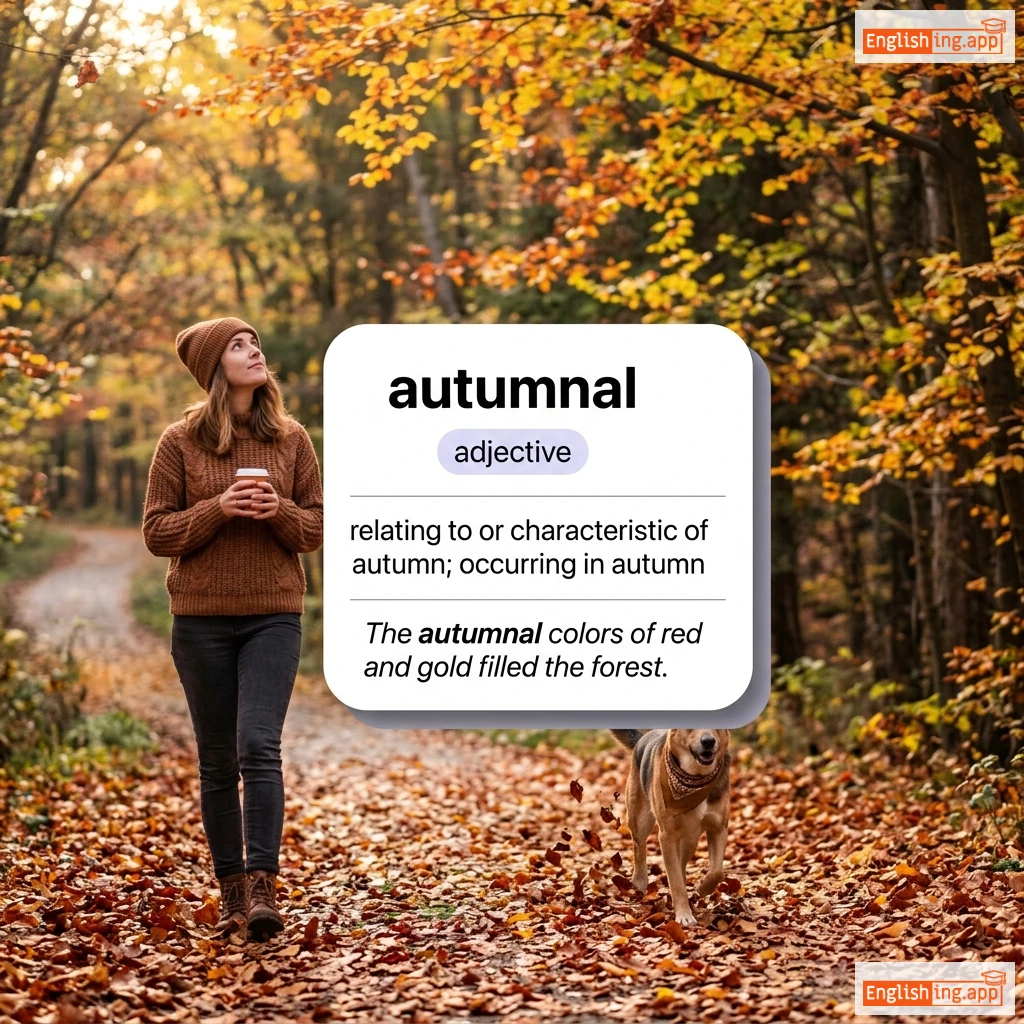 autumnal definition card — visual illustration of the meaning