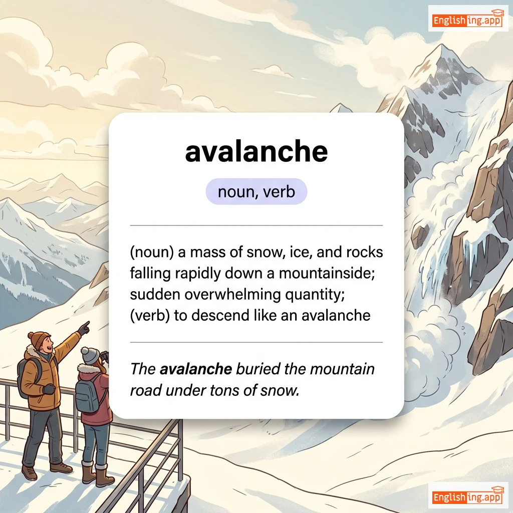 avalanche definition card — visual illustration of the meaning