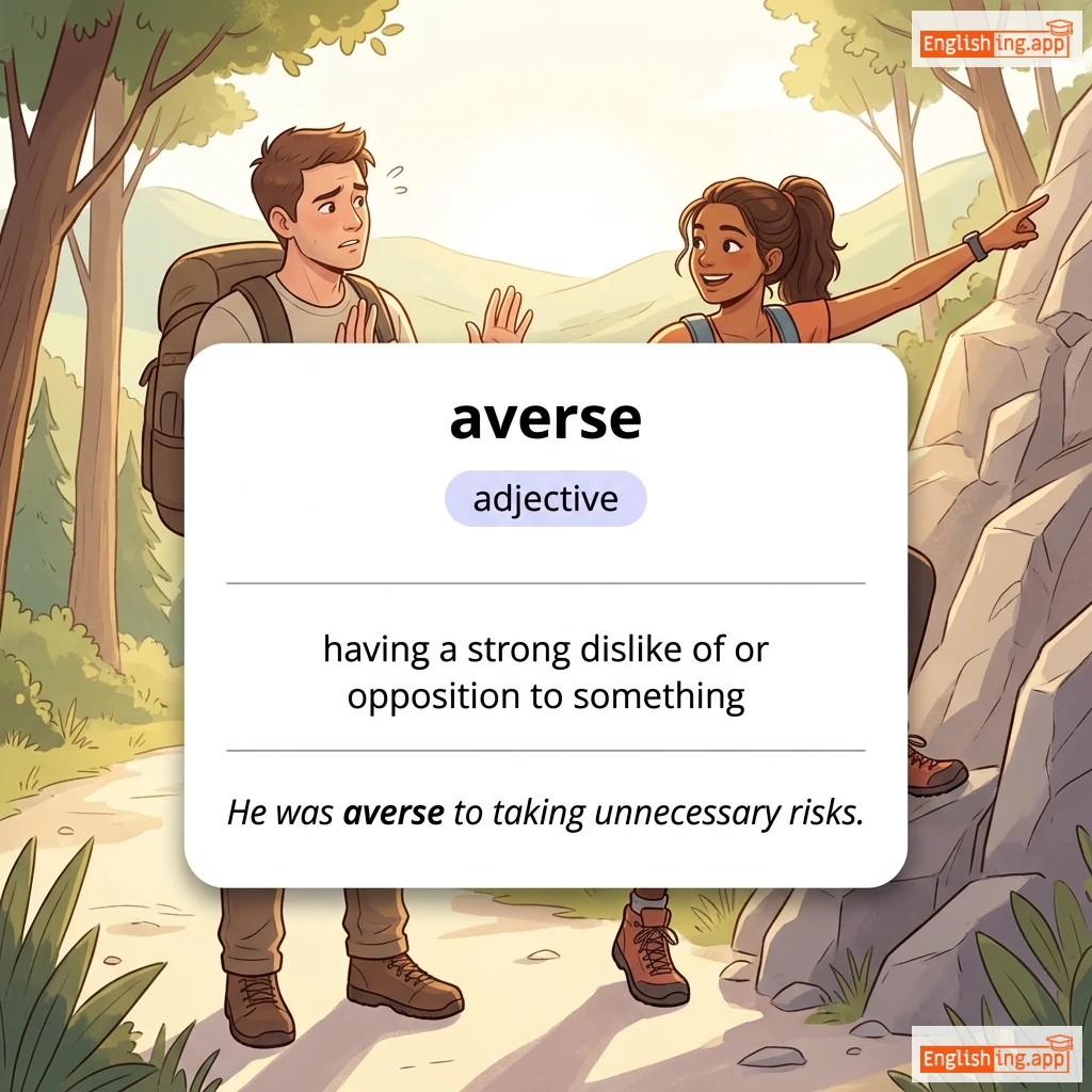 averse definition card — visual illustration of the meaning