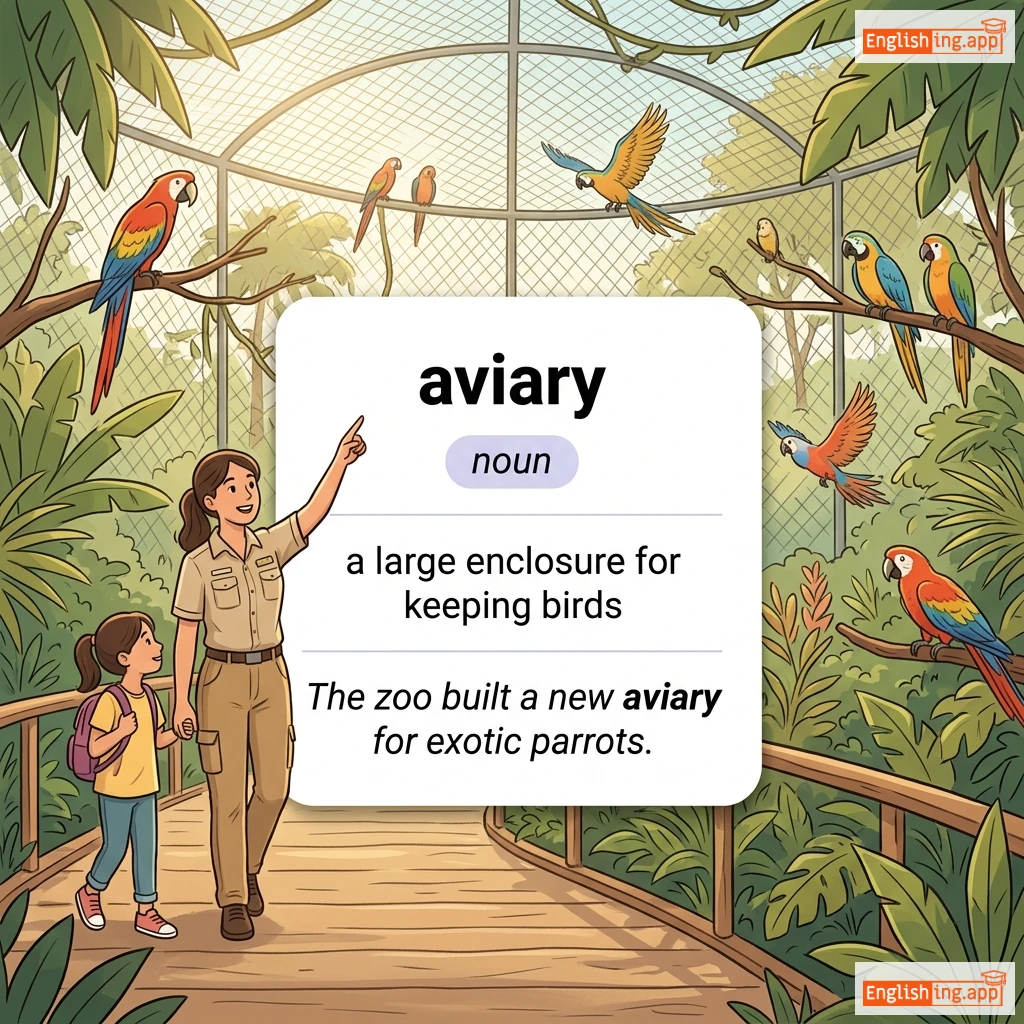 aviary definition card — visual illustration of the meaning