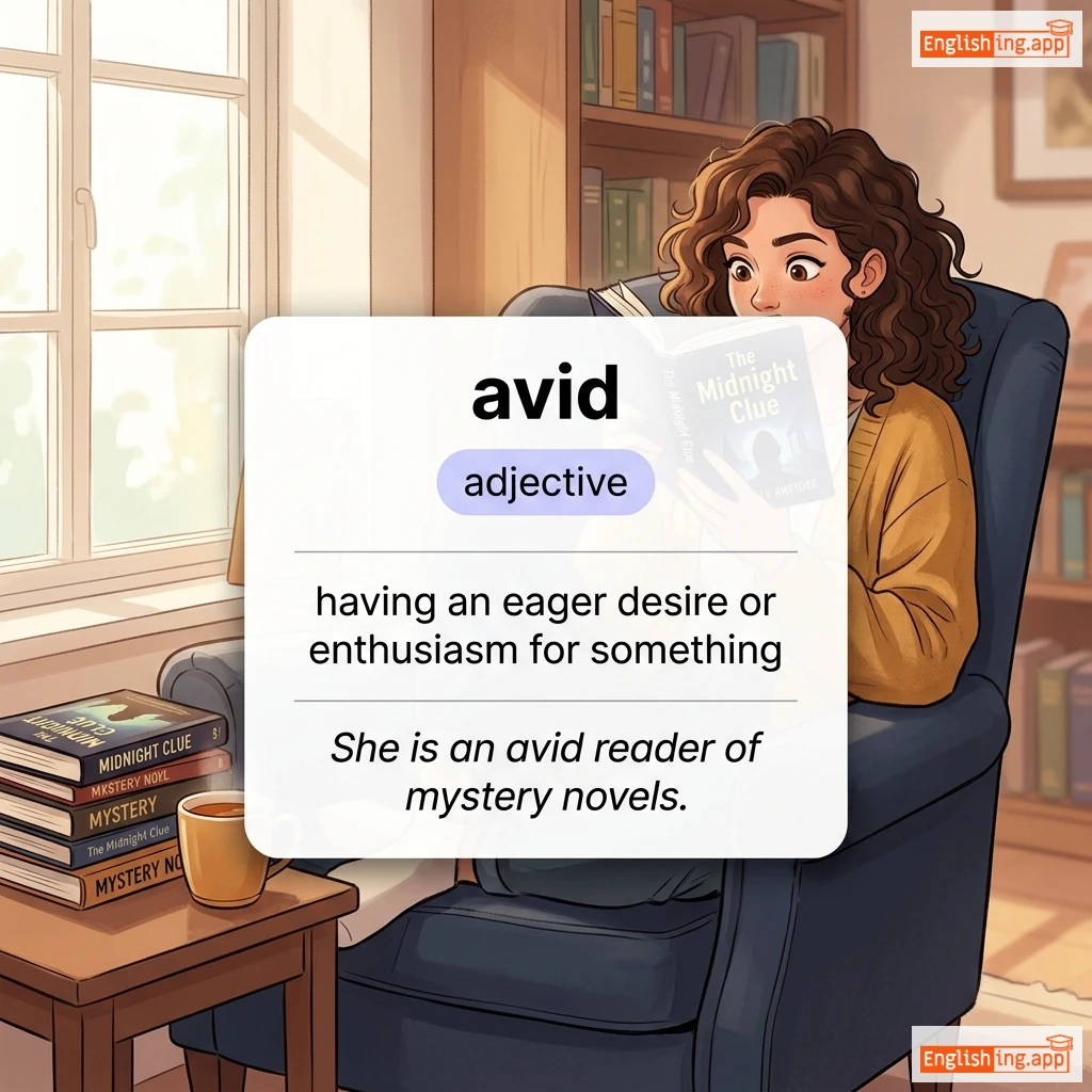 avid definition card — visual illustration of the meaning