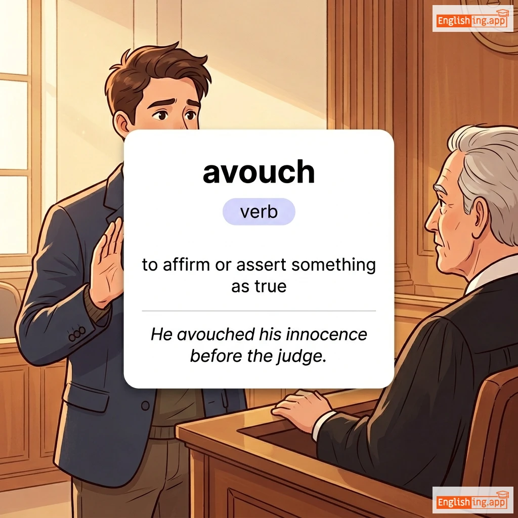 avouch definition card — visual illustration of the meaning