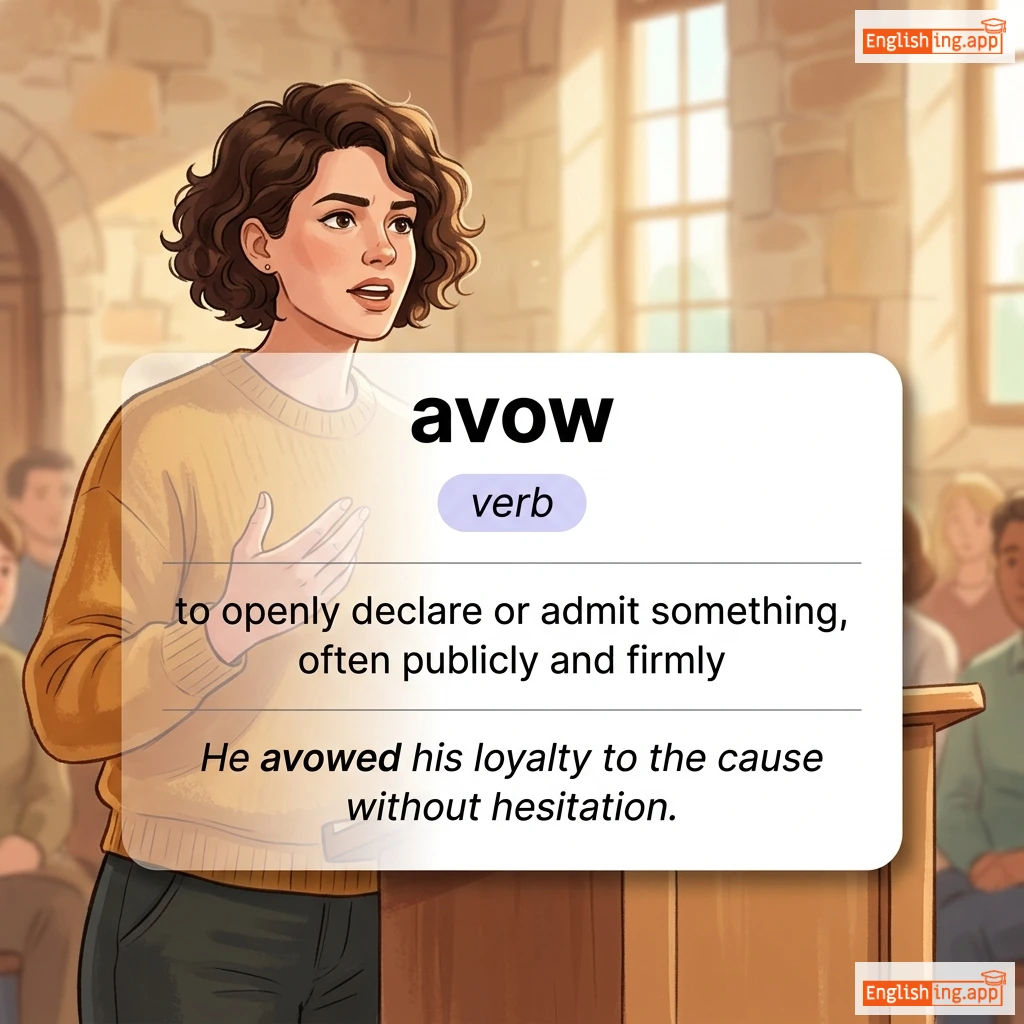 avow definition card — visual illustration of the meaning