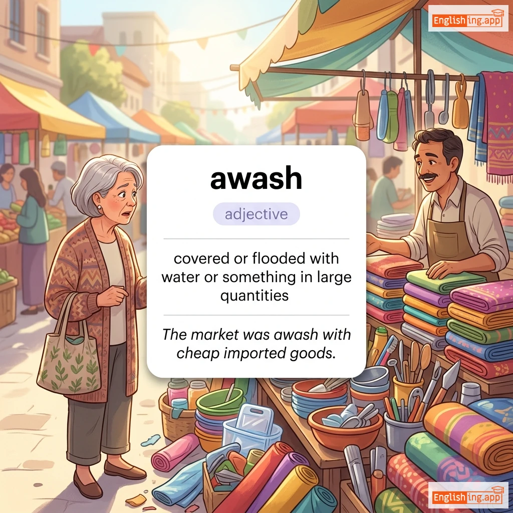 awash definition card — visual illustration of the meaning