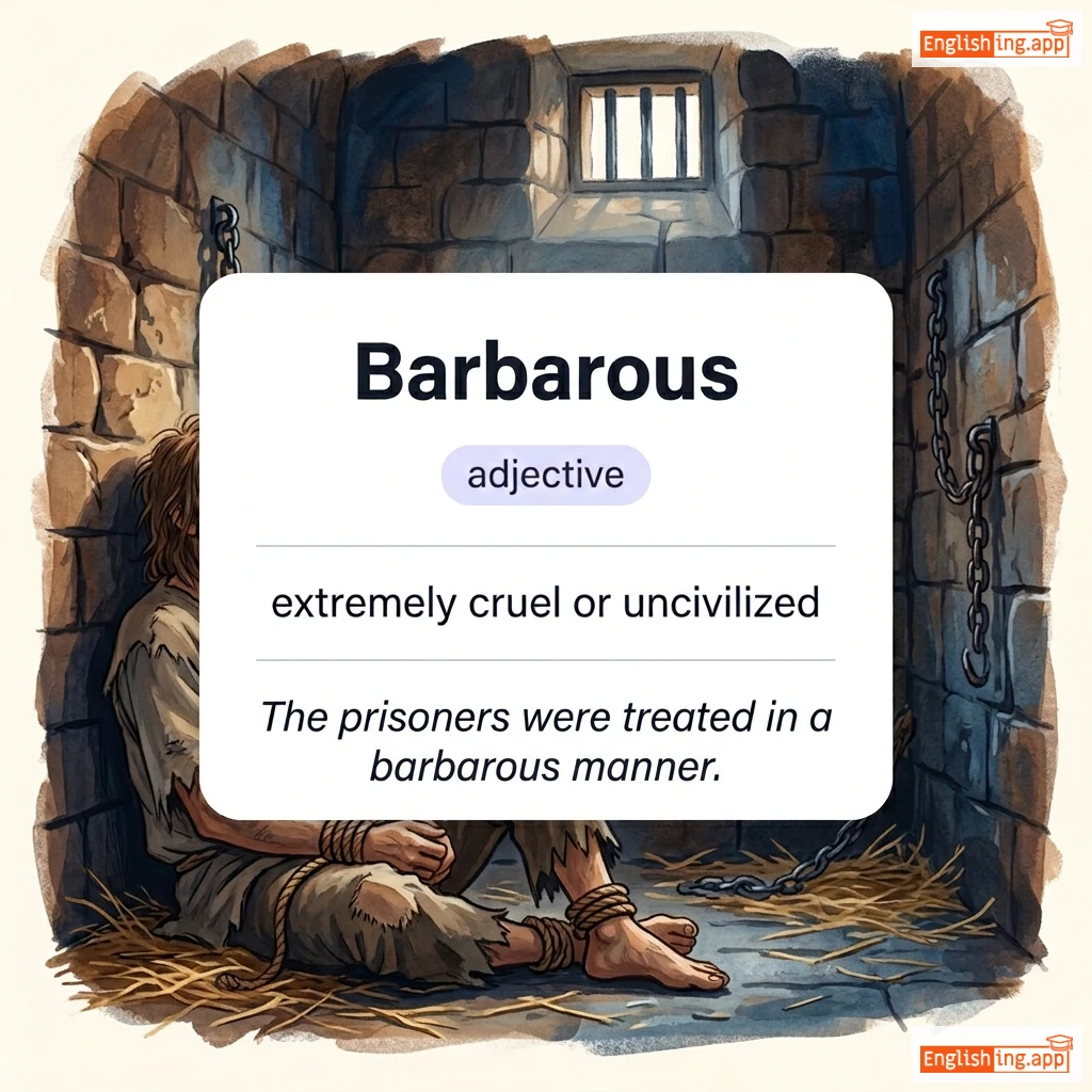 Barbarous definition card — visual illustration of the meaning