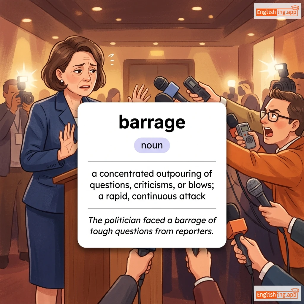 barrage definition card — visual illustration of the meaning