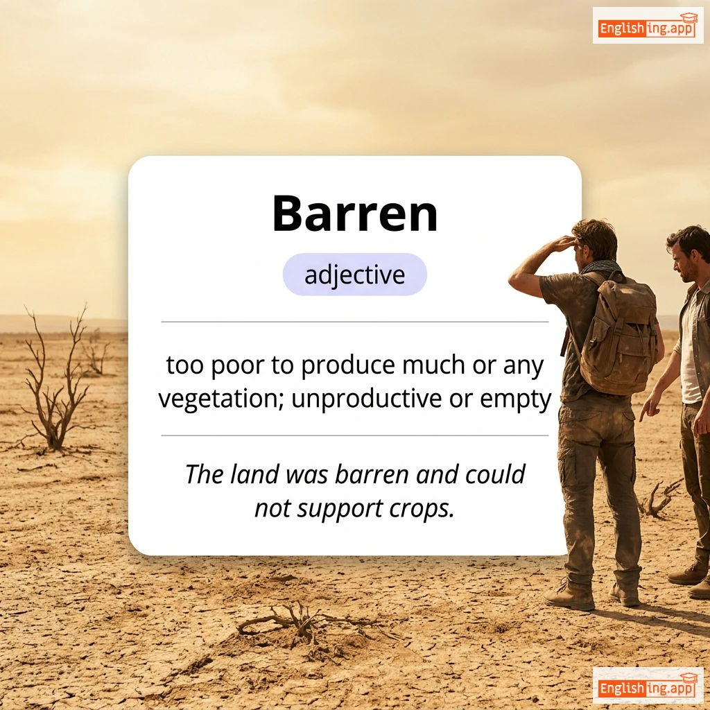 Barren definition card — visual illustration of the meaning