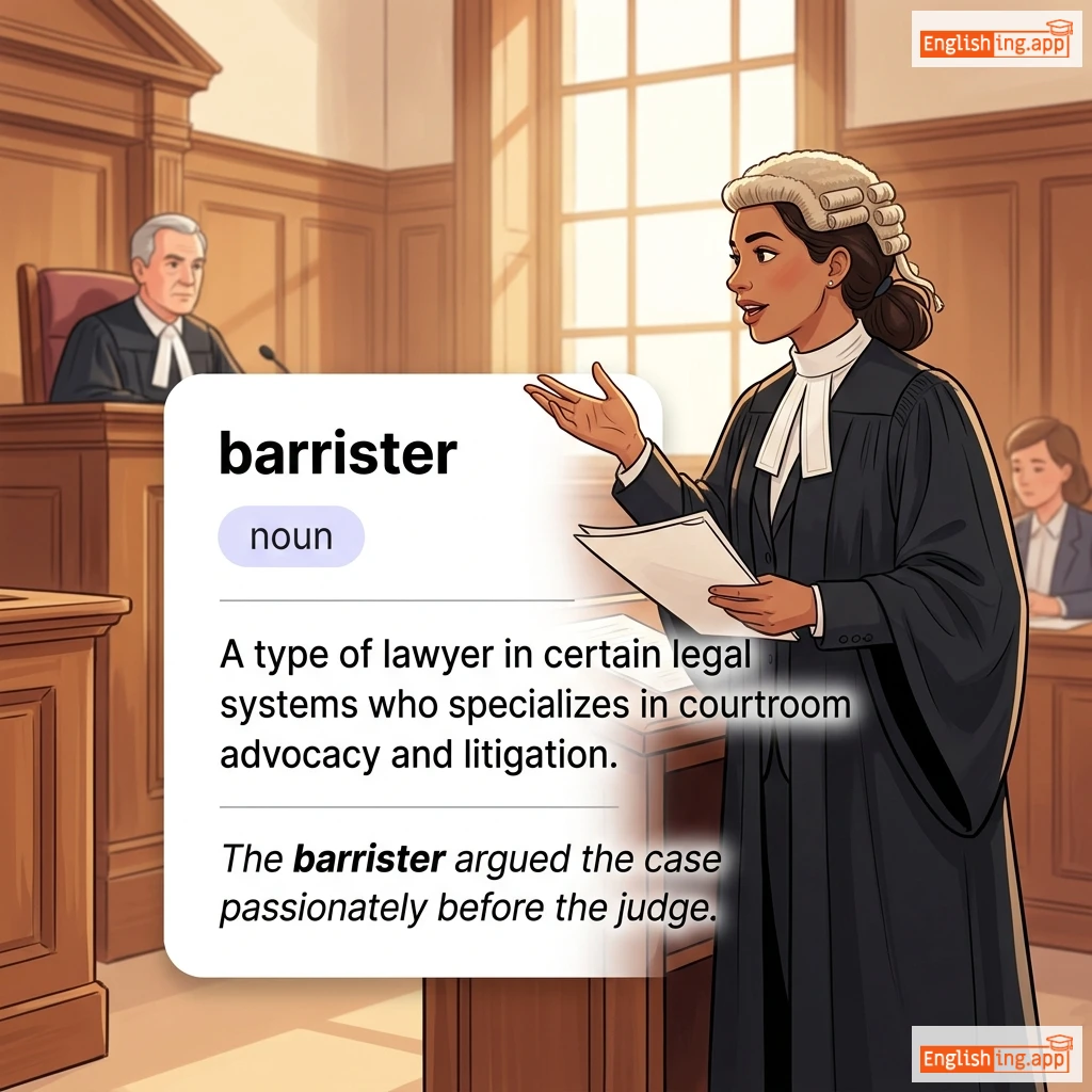 barrister definition card — visual illustration of the meaning