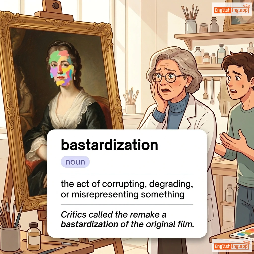 bastardization definition card — visual illustration of the meaning
