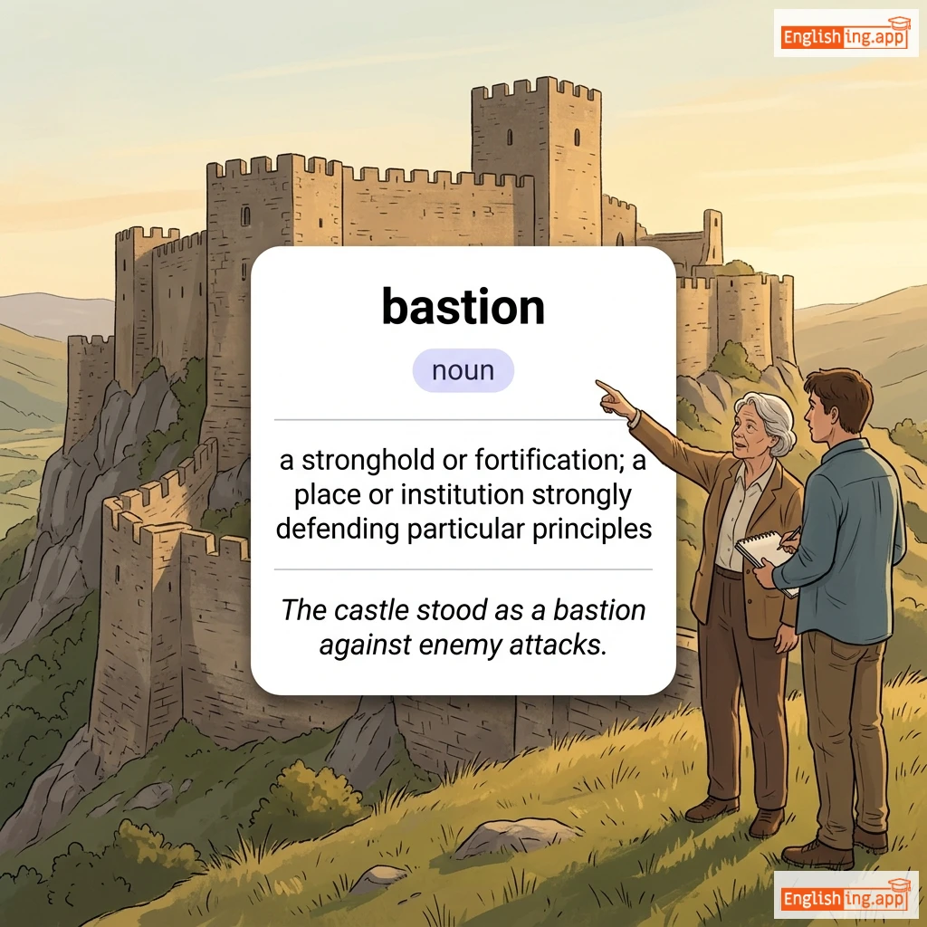bastion definition card — visual illustration of the meaning