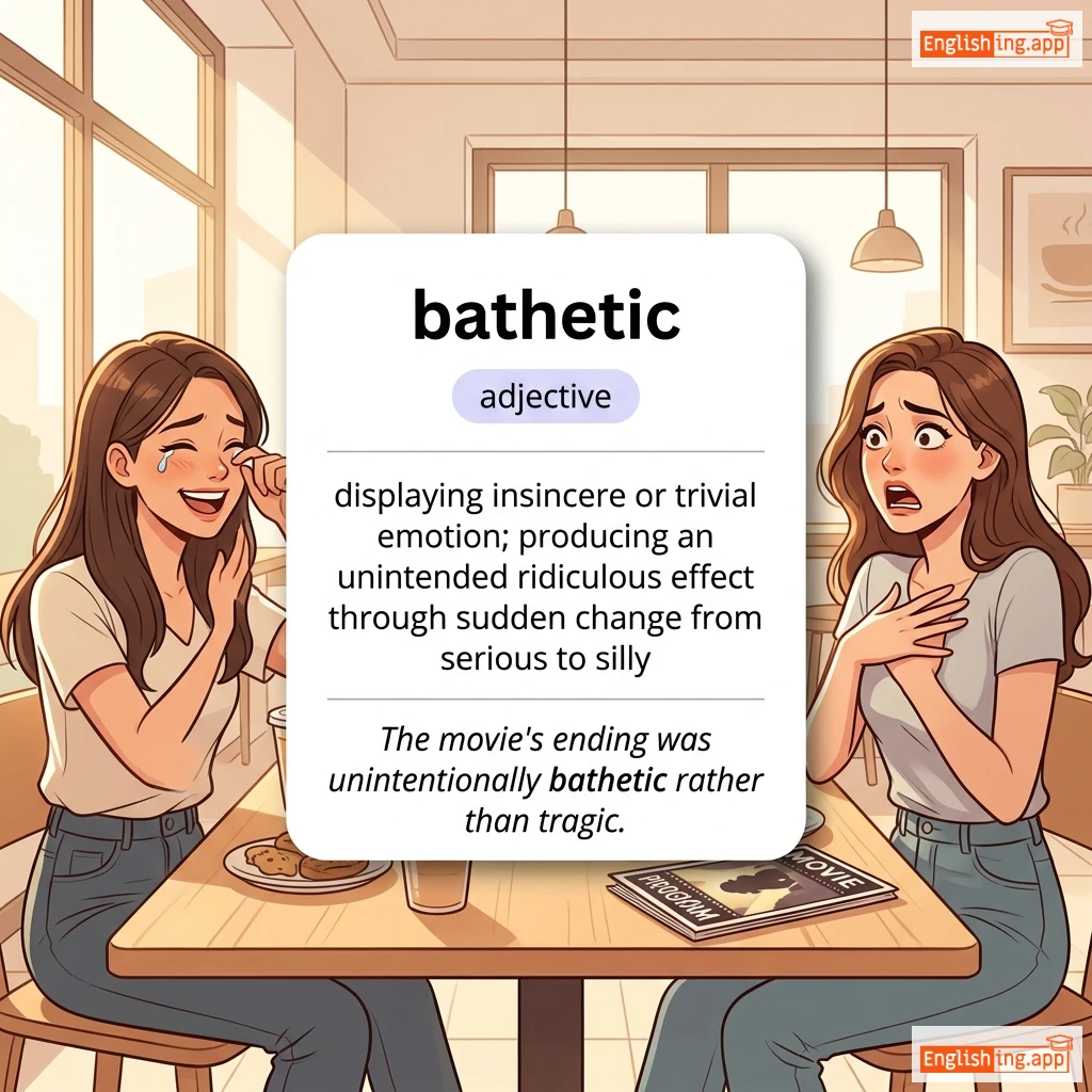 bathetic definition card — visual illustration of the meaning