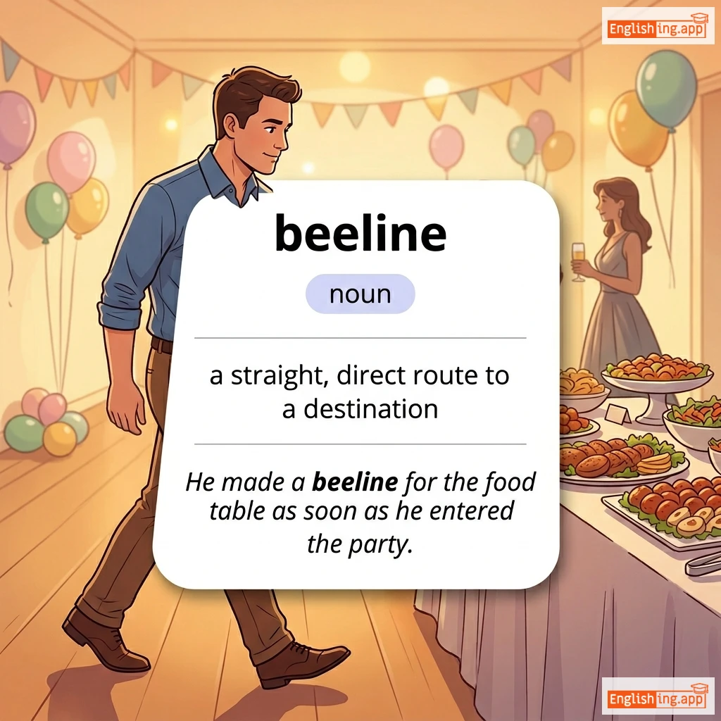 beeline definition card — visual illustration of the meaning
