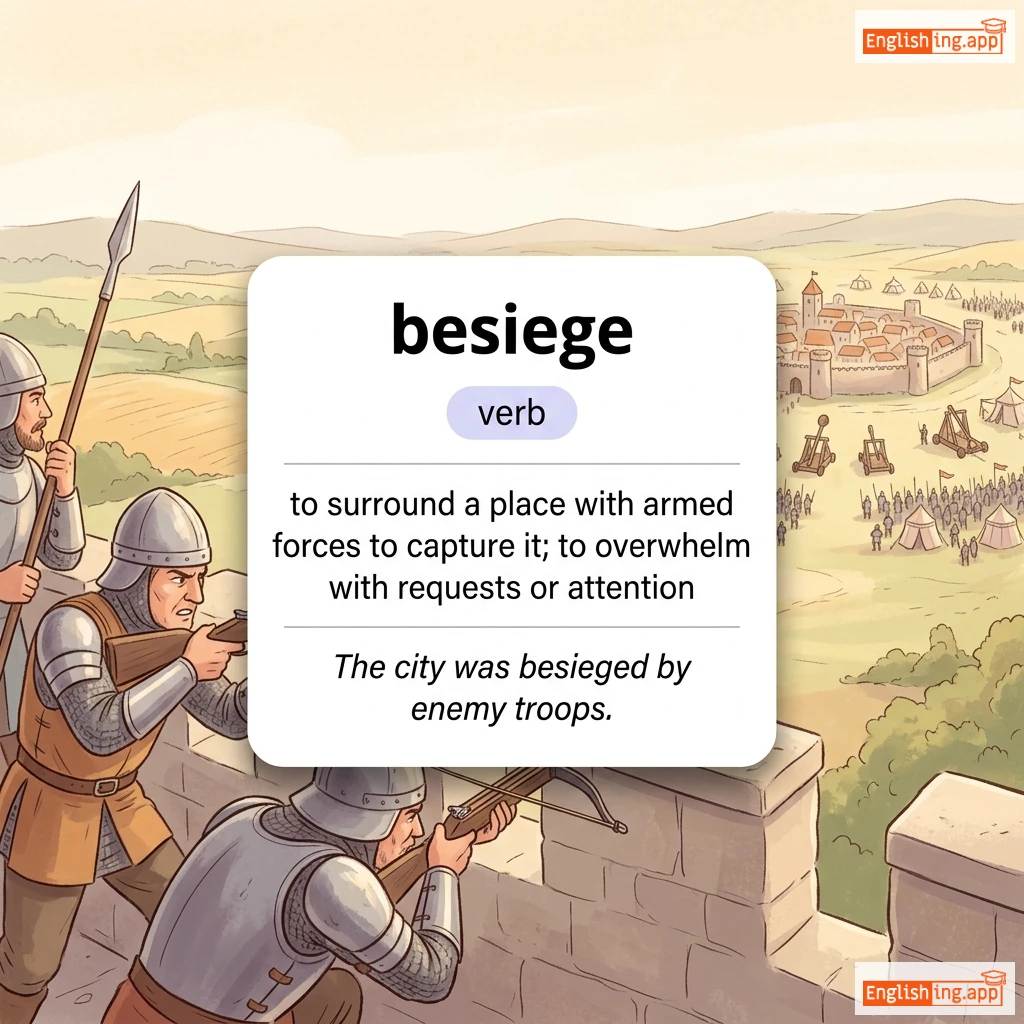 besiege definition card — visual illustration of the meaning