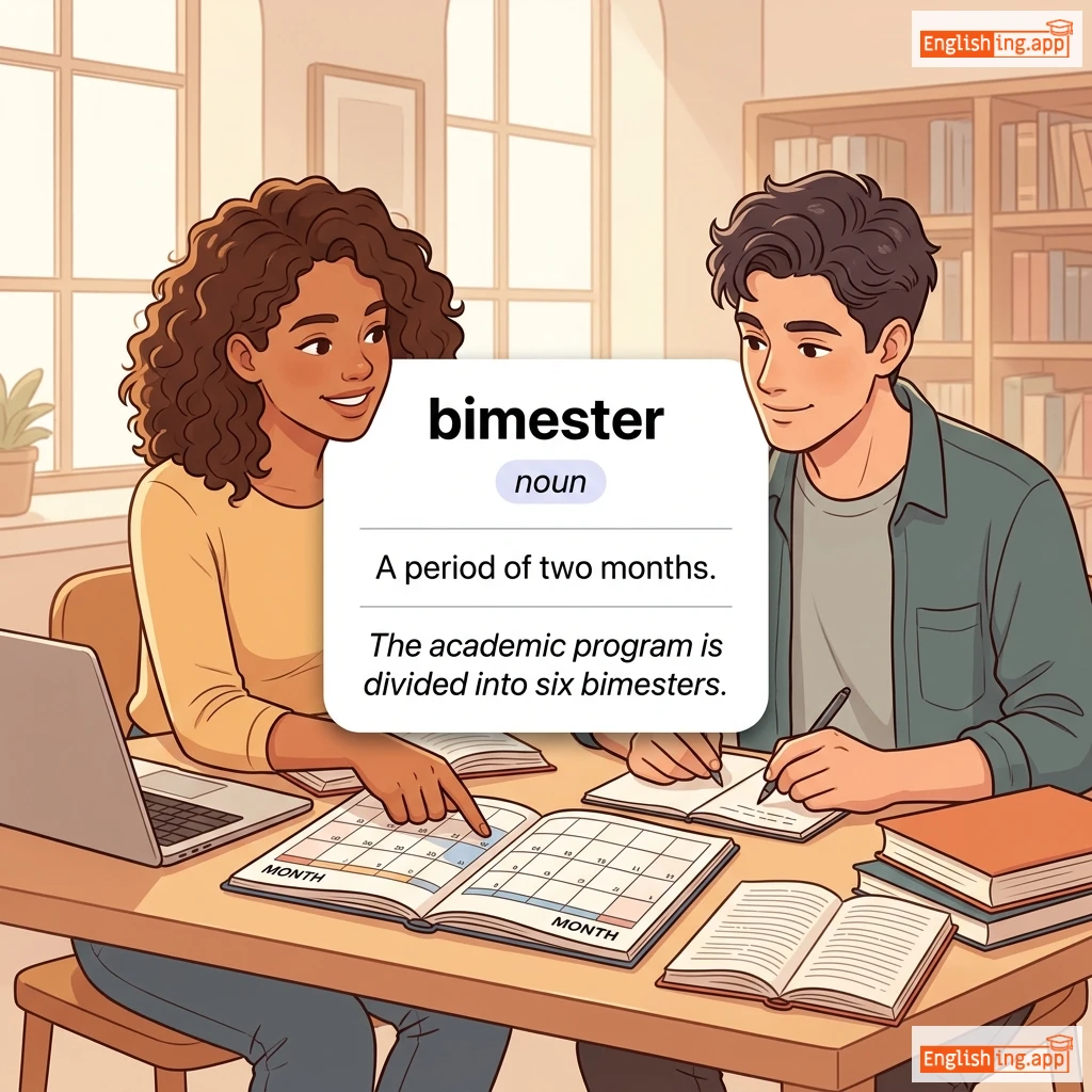 bimester definition card — visual illustration of the meaning
