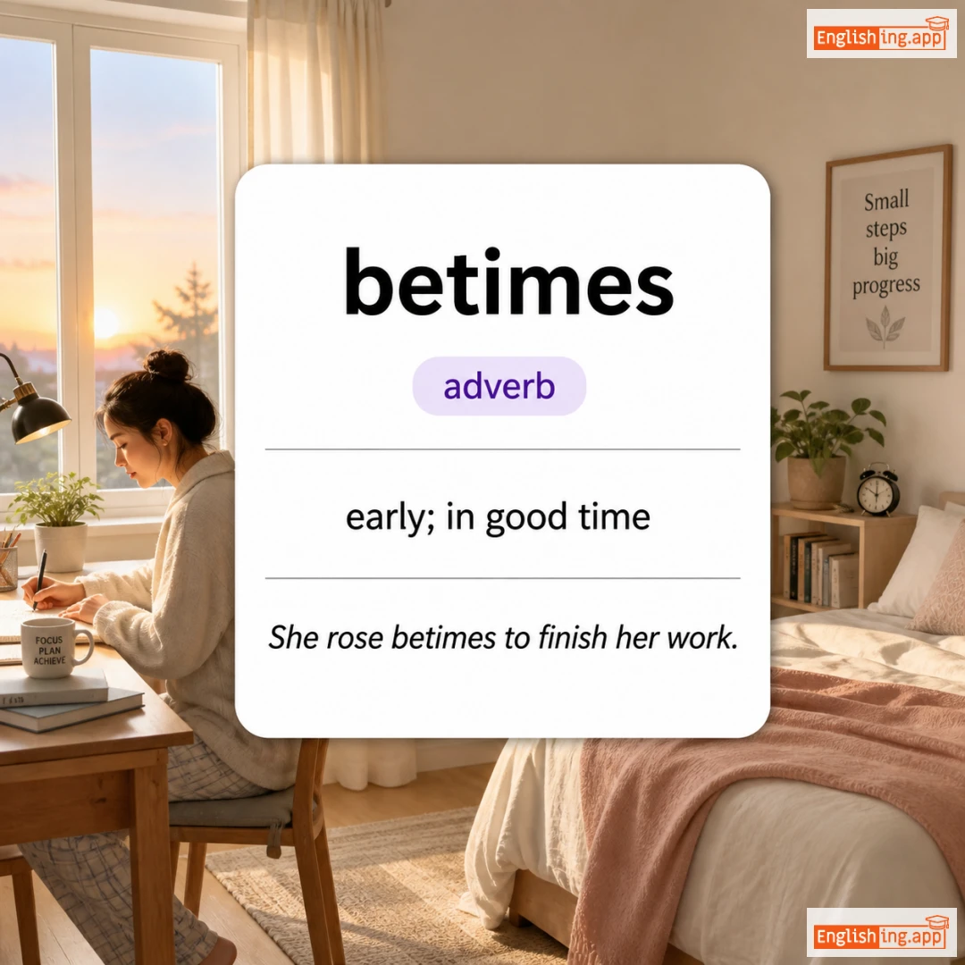 betimes definition card — visual illustration of the meaning