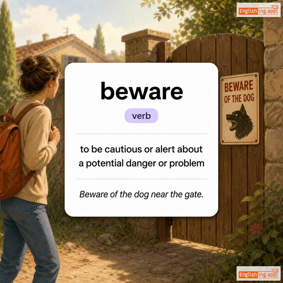 beware definition card — visual illustration of the meaning