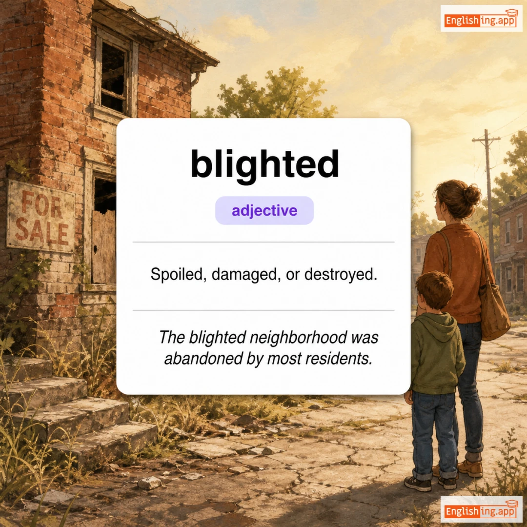 blighted definition card — visual illustration of the meaning
