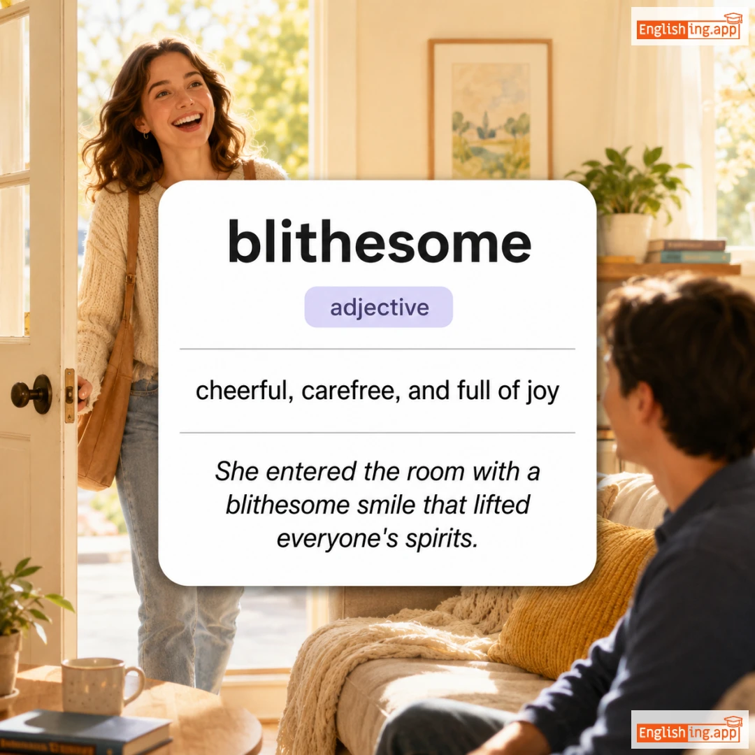 blithesome definition card — visual illustration of the meaning