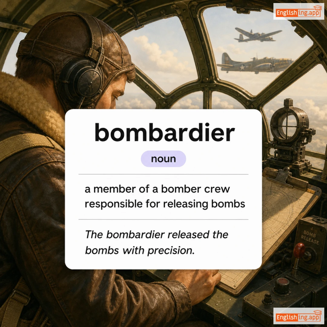 bombardier definition card — visual illustration of the meaning