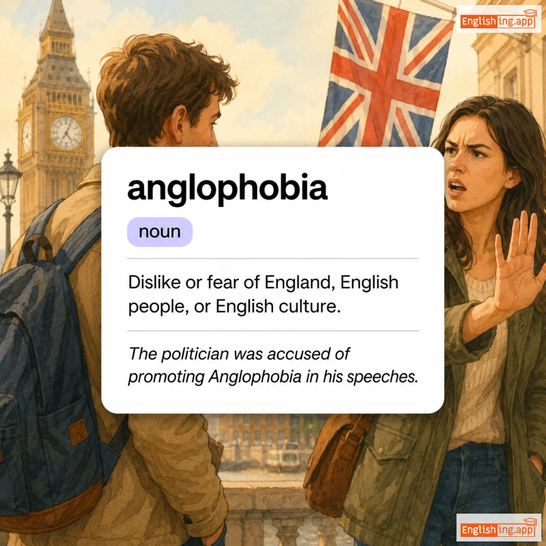 anglophobia definition card — visual illustration of the meaning