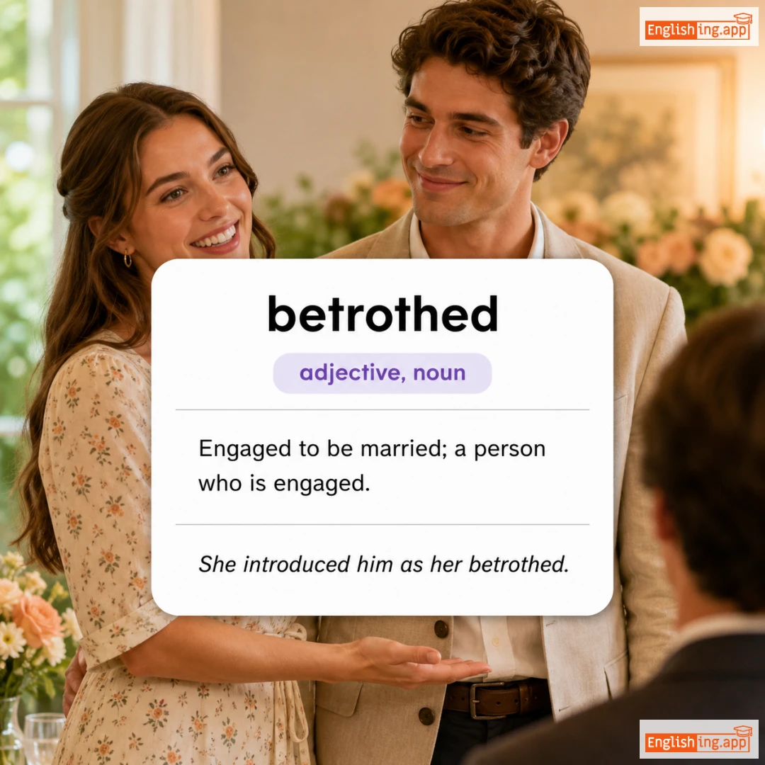 betrothed definition card — visual illustration of the meaning