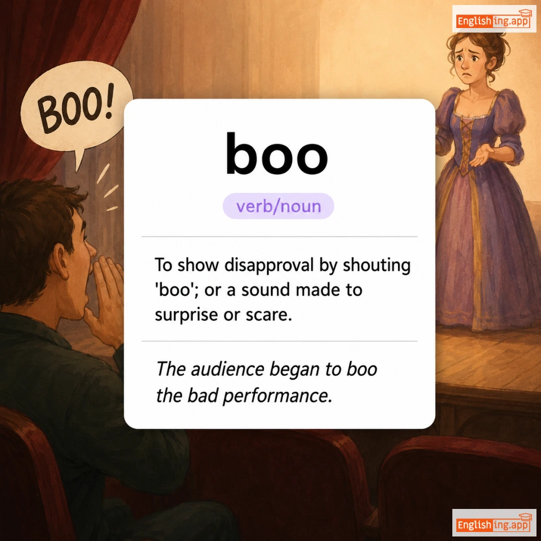 boo definition card — visual illustration of the meaning
